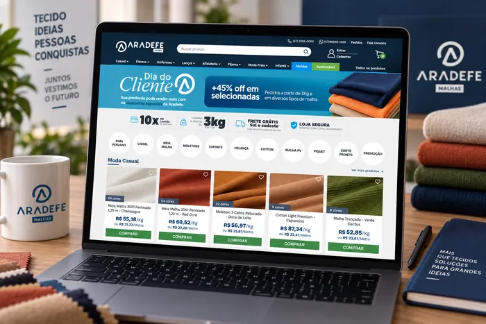 E-commerce B2B da Aradefe: visão geral do catálogo